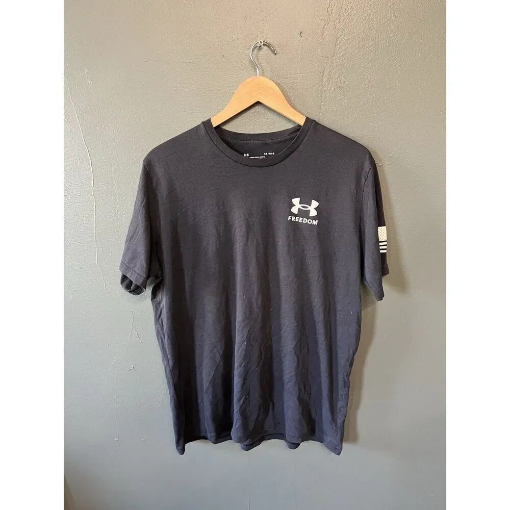 Under Armour Mens Black Freedom Graphic T-shirt Military Shirt Size Large